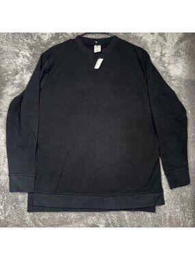 French Terry Sweatshirt Small Black Soot Long Sleeve Pullover Cotton Modal Blend
